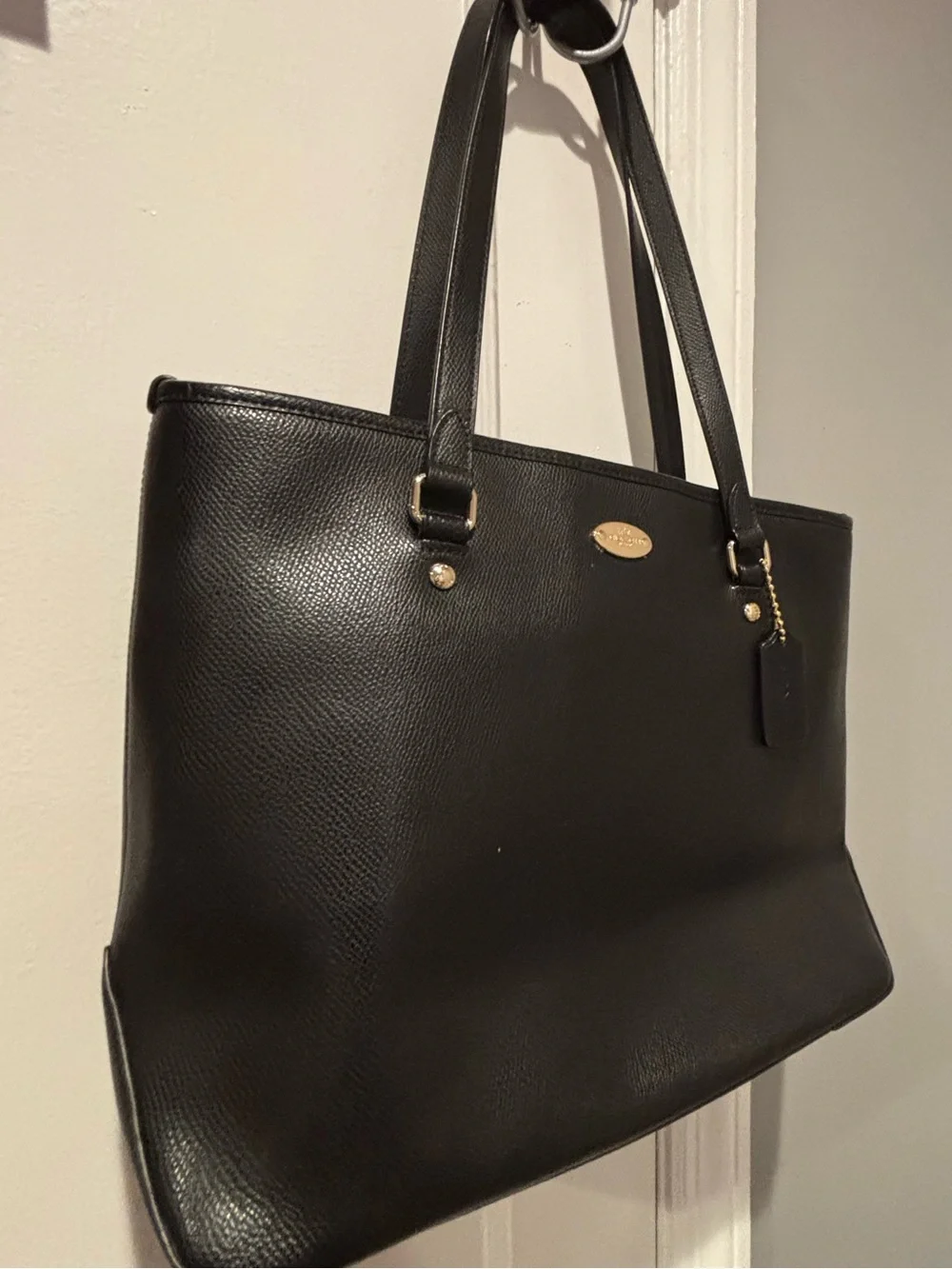 Coach Black Pebbled Leather Double-Handle Tote with Gold Hardware NWOT